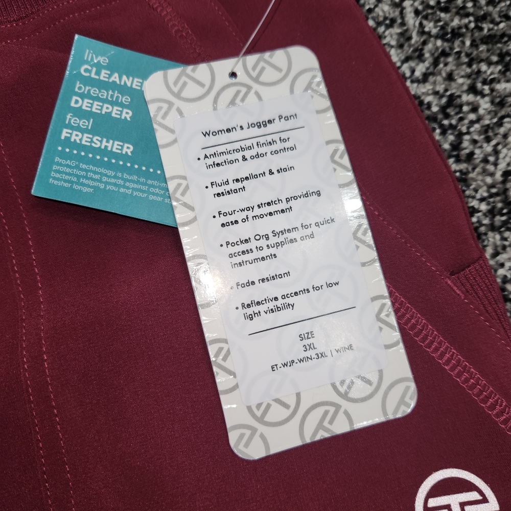 Essential Threads Jogger Pants Womens 3XL Wine Red ProAG Antimicrobial Stretch - Picture 4 of 9